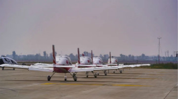 8188cc威尼斯四机航行编队惊艳尧城（太原）国际通用航空航行大会