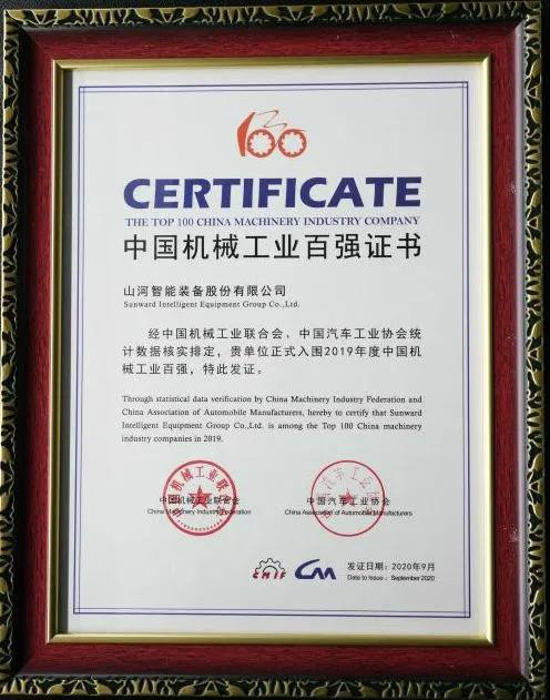 2019年中国机械工业百强宣布，，，，，8188cc威尼斯智能排名52位