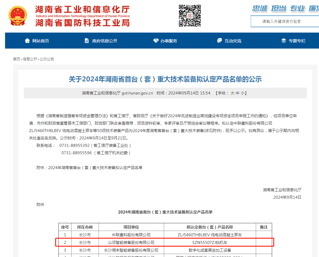 8188cc威尼斯智能产品入选湖南省首台（套）重大手艺装备产品名单